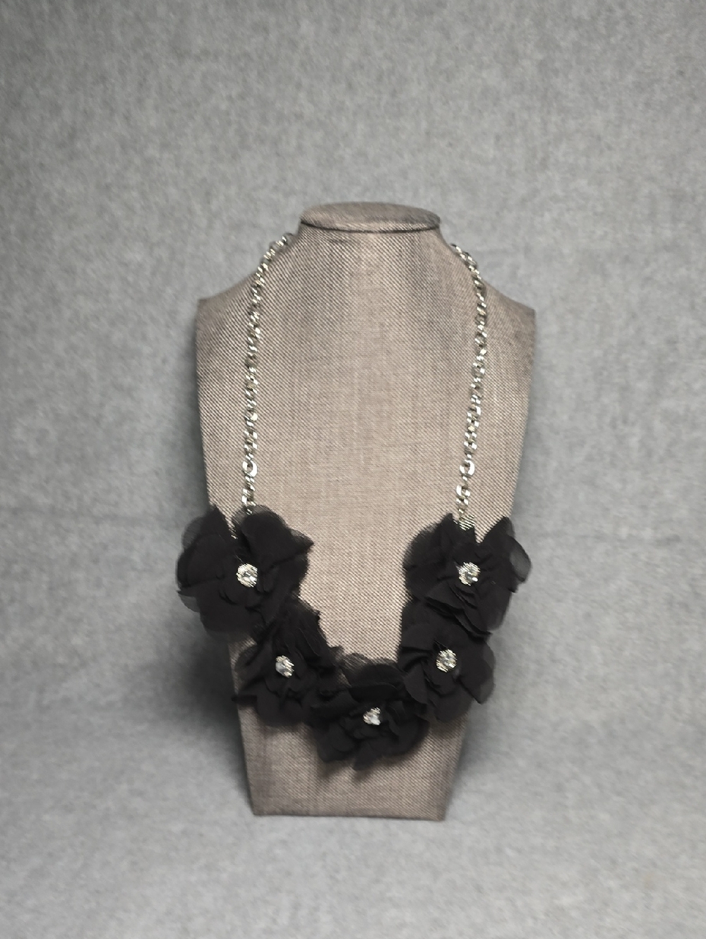 Nicole Miller Black Floral Crystal Accent Necklace